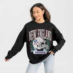 New England Patriots Gameday Couture Women's Oversized Victory Lane Black Label Premium Fleece Sweatshirt Black