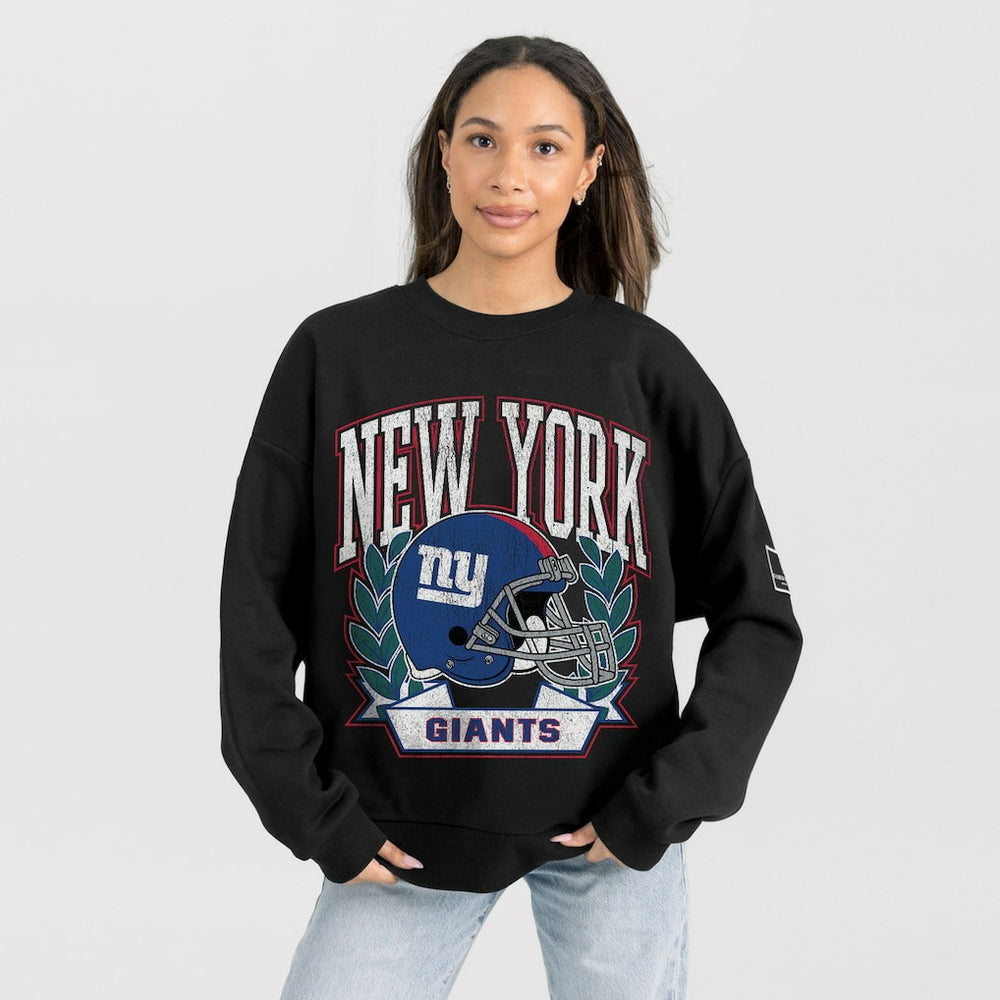 New York Giants Gameday Couture Women's Oversized Victory Lane Black Label Premium Fleece Sweatshirt Black