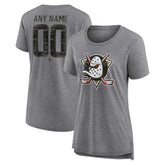 Anaheim Ducks Women's Heritage Custom Tri-Blend T-Shirt - Gray - NHL 203467397