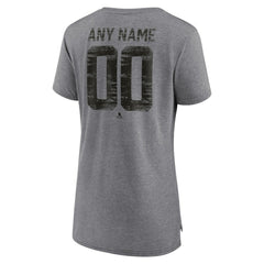 Chicago Blackhawks Women's Heritage Custom Tri-Blend T-Shirt - Gray - NHL 203467407