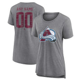 Colorado Avalanche Women's Heritage Custom Tri-Blend T-Shirt - Gray - NHL 203467409