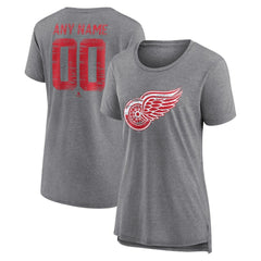 Detroit Red Wings Women's Heritage Custom Tri-Blend T-Shirt - Gray - NHL 203467415