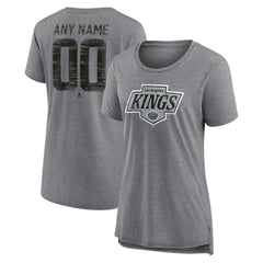 Los Angeles Kings Women's Heritage Custom Tri-Blend T-Shirt - Gray - NHL 203467421