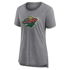 Minnesota Wild Women's Heritage Custom Tri-Blend T-Shirt - Gray - NHL 203467423