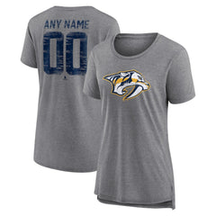 Nashville Predators Women's Heritage Custom Tri-Blend T-Shirt - Gray - NHL 203467427