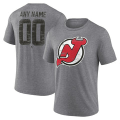 New Jersey Devils Heritage Custom Tri-Blend T-Shirt - Gray - NHL 203467428