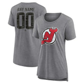 New Jersey Devils Women's Heritage Custom Tri-Blend T-Shirt - Gray - NHL 203467429