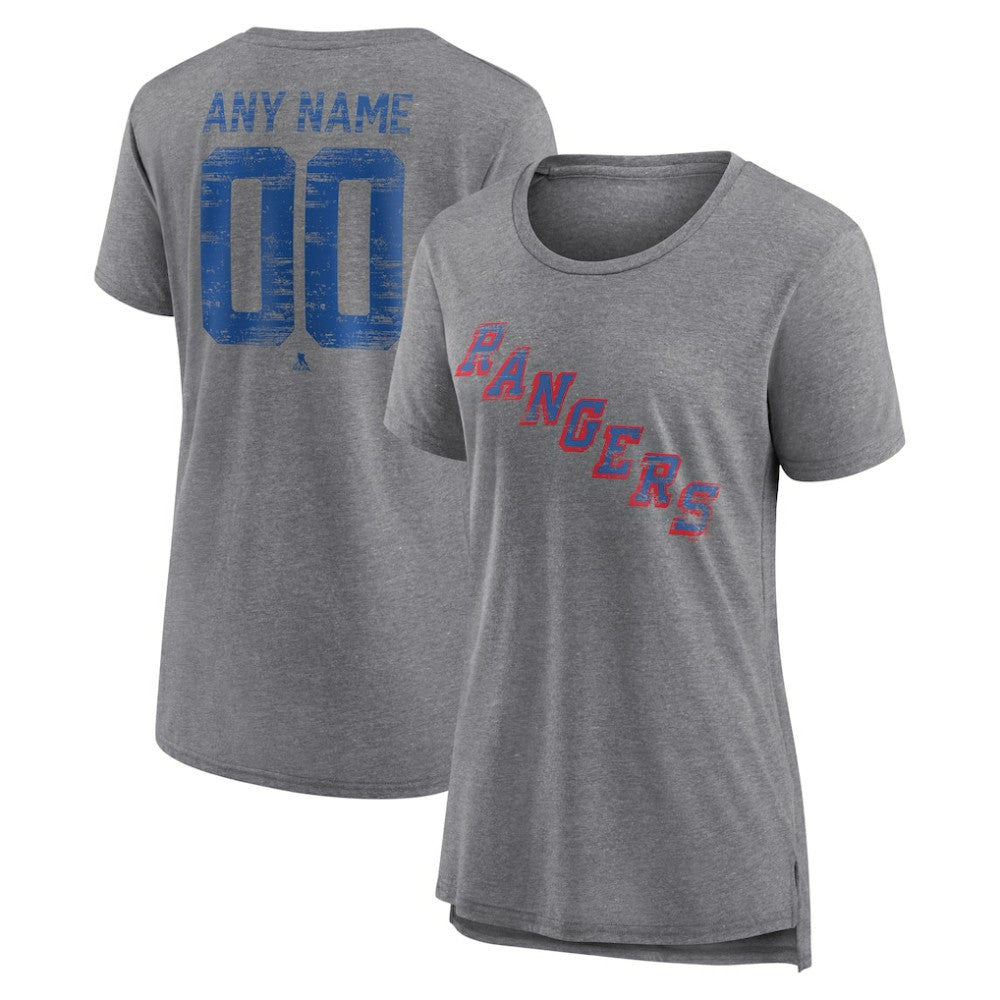 New York Rangers Women's Heritage Custom Tri-Blend T-Shirt - Gray - NHL 203467433
