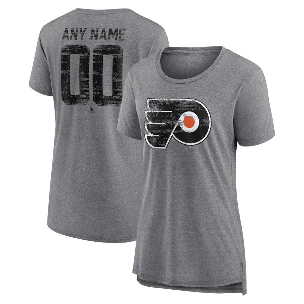 Philadelphia Flyers Women's Heritage Custom Tri-Blend T-Shirt - Gray - NHL 203467437