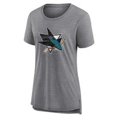 San Jose Sharks Women's Heritage Custom Tri-Blend T-Shirt - Gray - NHL 203467441