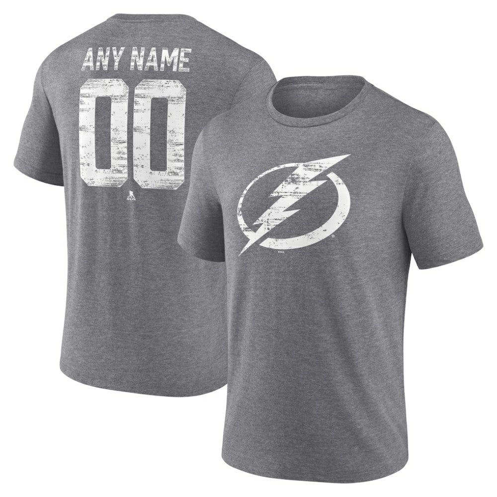 Tampa Bay Lightning Heritage Custom Tri-Blend T-Shirt - Gray - NHL 203467446
