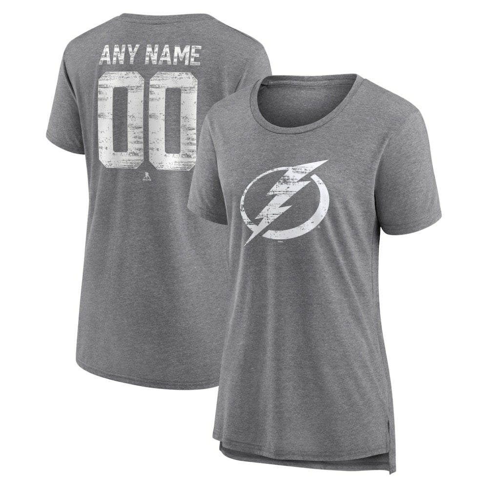 Tampa Bay Lightning Women's Heritage Custom Tri-Blend T-Shirt - Gray - NHL 203467447