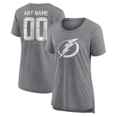 Tampa Bay Lightning Women's Heritage Custom Tri-Blend T-Shirt - Gray - NHL 203467447