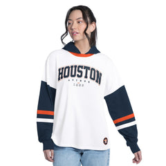 Houston Astros G-III 4Her by Carl Banks Women's Key Player Oversized Hooded Long Sleeve T-Shirt - White/Navy - MLB Discount