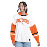 Baltimore Orioles G-III 4Her by Carl Banks Women's Key Player Oversized Hooded Long Sleeve T-Shirt - White/Orange - MLB Discount
