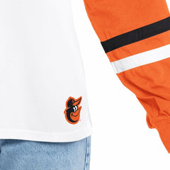 Baltimore Orioles G-III 4Her by Carl Banks Women's Key Player Oversized Hooded Long Sleeve T-Shirt - White/Orange - MLB Discount