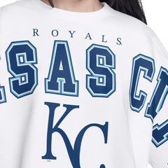 Kansas City Royals G-III 4Her by Carl Banks Women's Bleachers Cropped Pullover Sweatshirt - White - MLB Sale