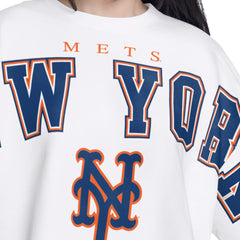 New York Mets G-III 4Her by Carl Banks Women's Bleachers Cropped Pullover Sweatshirt - White - MLB Discount