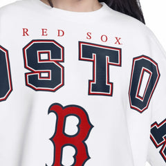 Boston Red Sox G-III 4Her by Carl Banks Women's Bleachers Cropped Pullover Sweatshirt - White - MLB on Sale