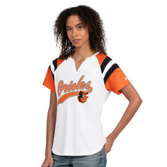Baltimore Orioles Starter Women's Game On Notch Neck T-Shirt - White - MLB Lifestyle