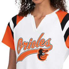 Baltimore Orioles Starter Women's Game On Notch Neck T-Shirt - White - MLB Lifestyle