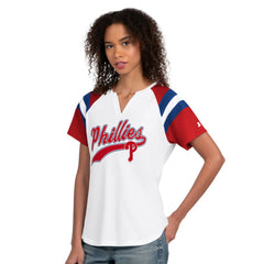 Philadelphia Phillies Starter Women's Game On Notch Neck T-Shirt - White - MLB Sale