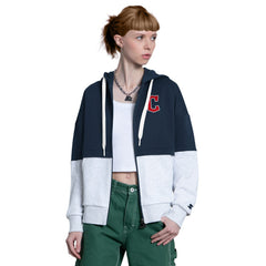 Cleveland Guardians Starter Women's Wishbone Full-Zip Hoodie - Navy/Heather Gray - MLB Discount