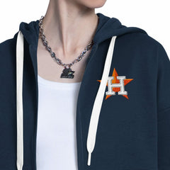 Houston Astros Starter Women's Wishbone Full-Zip Hoodie - Navy/Heather Gray - MLB Sale