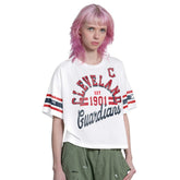 Cleveland Guardians Starter Women's Cropped Hurry Up Offense T-Shirt - White - MLB Discount