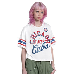 Chicago Cubs Starter Women's Cropped Hurry Up Offense T-Shirt - White - MLB Lifestyle