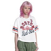 Boston Red Sox Starter Women's Cropped Hurry Up Offense T-Shirt - White - MLB Lifestyle