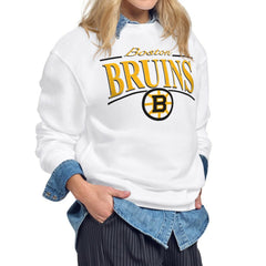 Boston Bruins Starter Women's Arch Stripe Fleece Sweatshirt - White - NHL 203468840