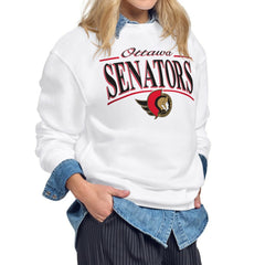 Ottawa Senators Starter Women's Arch Stripe Fleece Sweatshirt - White - NHL 203468846