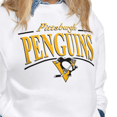Pittsburgh Penguins Starter Women's Arch Stripe Fleece Sweatshirt - White - NHL 203468853