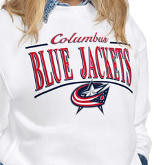 Columbus Blue Jackets Starter Women's Arch Stripe Fleece Sweatshirt - White - NHL 203468854
