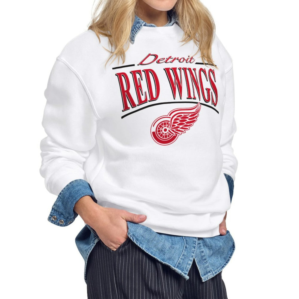 Detroit Red Wings Starter Women's Arch Stripe Fleece Sweatshirt - White - NHL 203468857