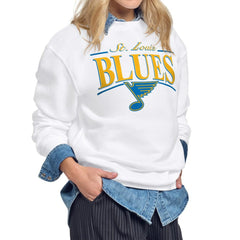 St. Louis Blues Starter Women's Arch Stripe Fleece Sweatshirt - White - NHL 203468860