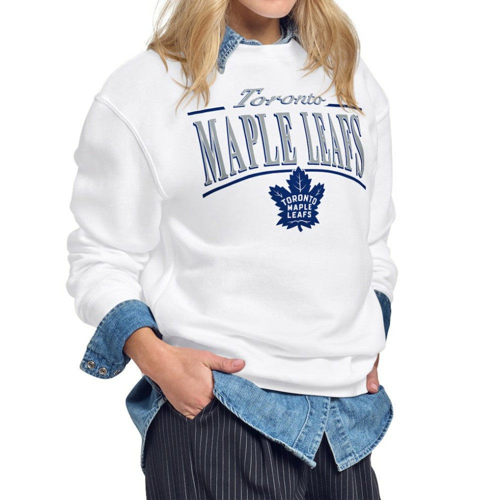 Toronto Maple Leafs Starter Women's Arch Stripe Fleece Sweatshirt - White - NHL 203468862