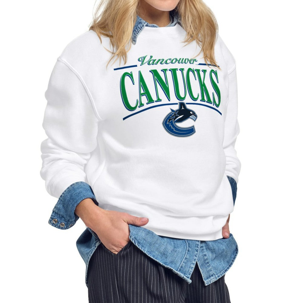 Vancouver Canucks Starter Women's Arch Stripe Fleece Sweatshirt - White - NHL 203468863