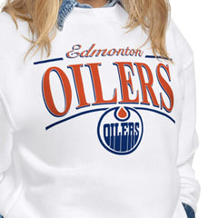 Edmonton Oilers Starter Women's Arch Stripe Fleece Sweatshirt - White - NHL 203468869