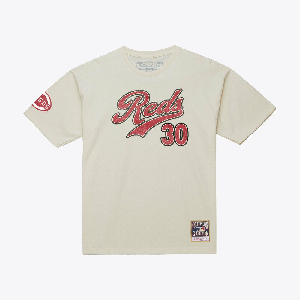 Ken Griffey Jr. Cincinnati Reds Mitchell & Ness Cooperstown Collection Throwback Name & Number T-Shirt - Cream - Mitchell & Ness Discount