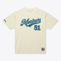 Ichiro Suzuki Seattle Mariners Mitchell & Ness Cooperstown Collection Throwback Name & Number T-Shirt - Cream - Mitchell & Ness on Sale