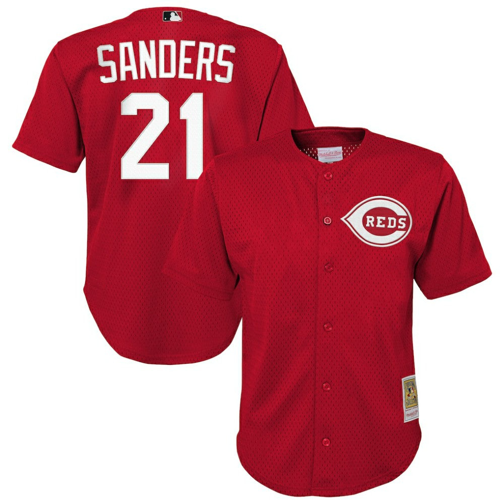 Deion Sanders Cincinnati Reds Mitchell & Ness Youth Cooperstown Mesh Batting Practice Jersey - Red - Mitchell & Ness on Sale