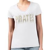 Pittsburgh Pirates G-III 4Her by Carl Banks Women's Metallic Drop Lightweight V-Neck T-Shirt - White - MLB on Sale