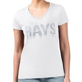 Tampa Bay Rays G-III 4Her by Carl Banks Women's Metallic Drop Lightweight V-Neck T-Shirt - White - MLB Sale
