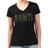 San Francisco Giants G-III 4Her by Carl Banks Women's Metallic Drop Lightweight V-Neck T-Shirt - Black - MLB on Sale
