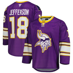 Fanatics Justin Jefferson Minnesota Vikings Hockey Jersey Purple
