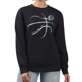 Brooklyn Nets G-III 4Her by Carl Banks Women's Metallic Print Basketball Sketch Fleece Sweatshirt Black