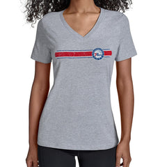 Philadelphia 76ers Starter Women's Team Stripe V-Neck T-Shirt Gray
