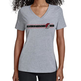 Portland Trail Blazers Starter Women's Team Stripe V-Neck T-Shirt Gray